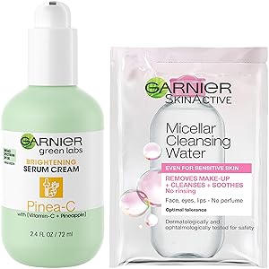 Garnier SkinActive Green Labs Pinea-C Brightening Serum Cream with SPF 30 and Vitamin C + Pineapple and Trial Size Micellar Cleansing Water (In Carton) (Packaging May Vary)