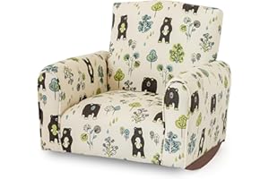 The Rose Hill Company Kid Rocking Chair for Toddlers, Child Chair for Little Kids, Upholstered Toddler Armchair for Children, Comfy and Cute Little Kid Chairs (Rockers, Bears & Trees Print)