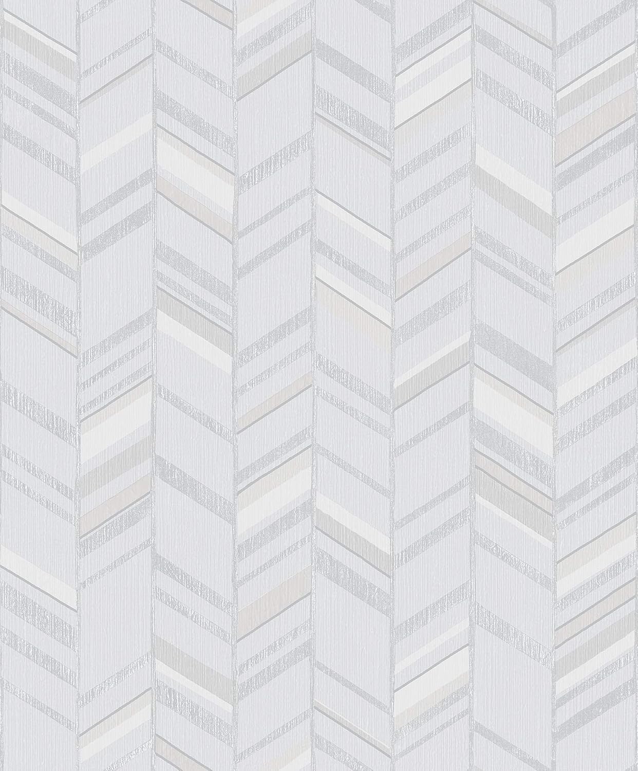Galerie G67717 Special FX Glitter Chevrons Design Wallpaper, Grey/Silver, 10m x 53cm, Grey/ Silver