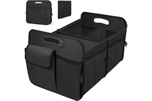 HABOPET Trunk Organizer for Car, Foldable Waterproof Car Organizers, Collapsible Multi-Compartment Trunk Grocery Organizer and Storage for SUVs & Sedans, Car Accessories for Women and Men, 72L, Black