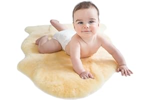 Woolino Sheepskin Luxuriously Soft Fluffy Rug for Bedroom, 100% Natural Australian Merino Wool Lambskin Baby Carpet - Flax