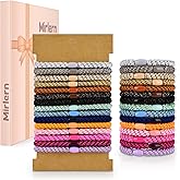 Mirlern 30 Pcs Hair Ties No Damage for Women Girls, High Elastic Braided Hair Ties for Thick Hair, Soft Ponytail Holders, No 