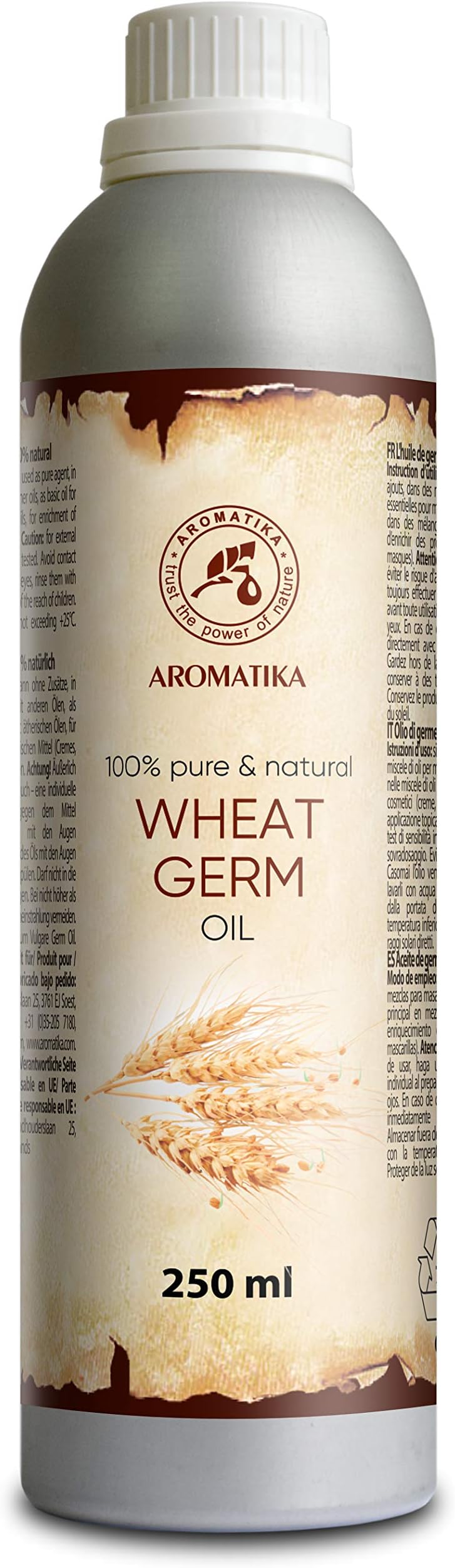 Wheatgerm Oil 250ml - 100% Pure & Natural Wheatgerms Oil - Best Benefits for Hair - Skin - Face - Body - Massage - Wheat Germ Oil