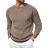 COOFANDY Mens Crewneck Pullover Sweaters Business Casual Long Sleeve Slim Fit Sweater Chunky Cable Knit Sweater