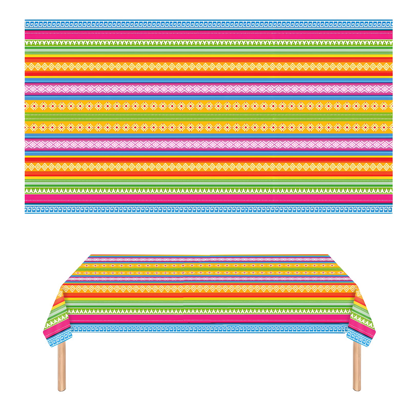 MEISH Mexican Fiesta Party Tablecloth Disposable Plastic Tablecloth Cinco De Mayo Printed Table Mexican Themed Party Supplies for Fiesta Taco Night Birthday (274 * 137cm)