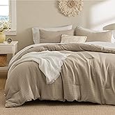 Bedsure Waffle Comforter Set Queen, Soft and Breathable Khaki Bedding Comforter Set, 3 Pieces, 1 Waffle Weave Comforter (90" x 90") and 2 Pillowcases(20" x 26")