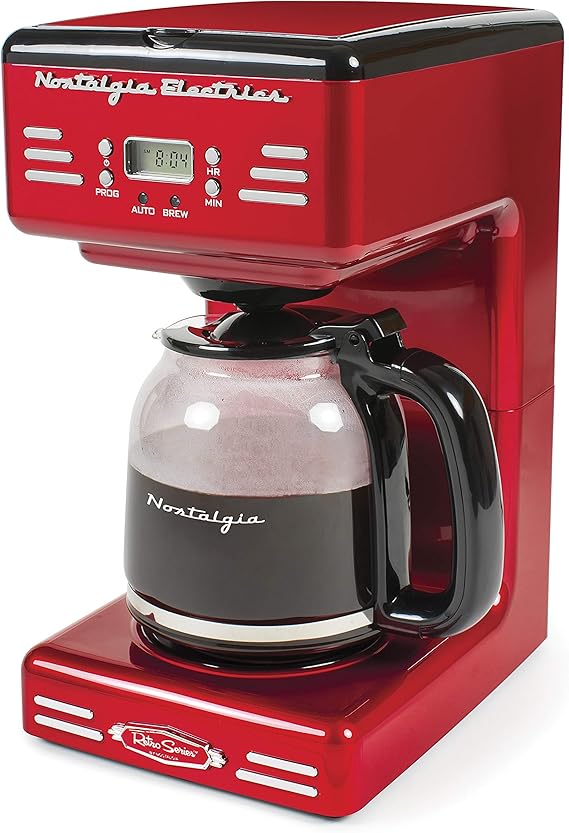 Nostalgia RCOF12RR New & Improved 12Cup Programmable Coffee Maker LED