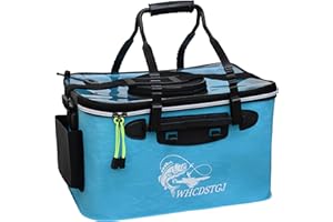 WHCDSTGJ Transparent Top Cover Fishing Bucket, Foldable Fish Bait Bucket, Multifunctional Minnow Bucket, Live Fish Container, Fish Protection Bucket, Outdoor Camping Fishing Bag. (Blue, 4 Gallon)