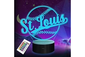 LIGHTZZ Baseball Gifts, Baseball Night Light, 3D Illusion Lamp for Boys Gift 16 Changing Color Remote Control Kids Room Lighting Ball Decor (St. Louis)