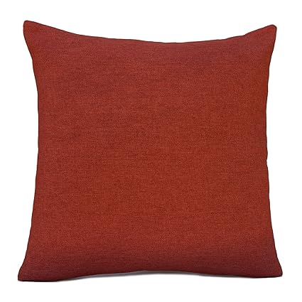 Dark Orange Rust Linen Blend Decorative Throw Pillow Cover With