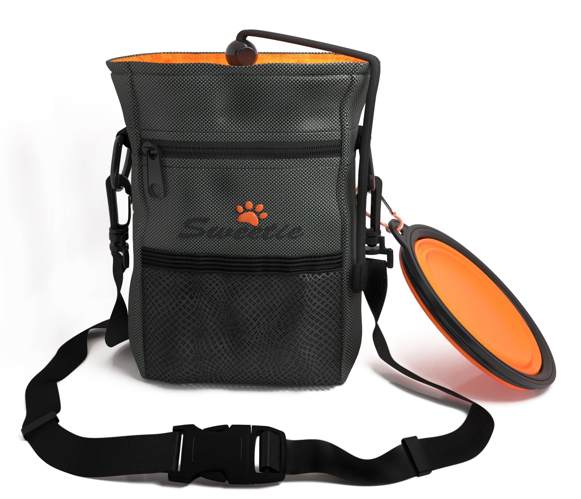 Dog Treat Pouch with Poop Bag Dispenser Holder & Collapsible Food Water