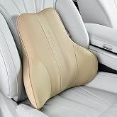 Coverado Lumbar Support Pillow for Car, Ergonomic Memory Foam Back Pillow for Office Chair, Back Cushion for Back Pain Relief, PU Leather Car Lumbar Support for Driving Seat - Beige