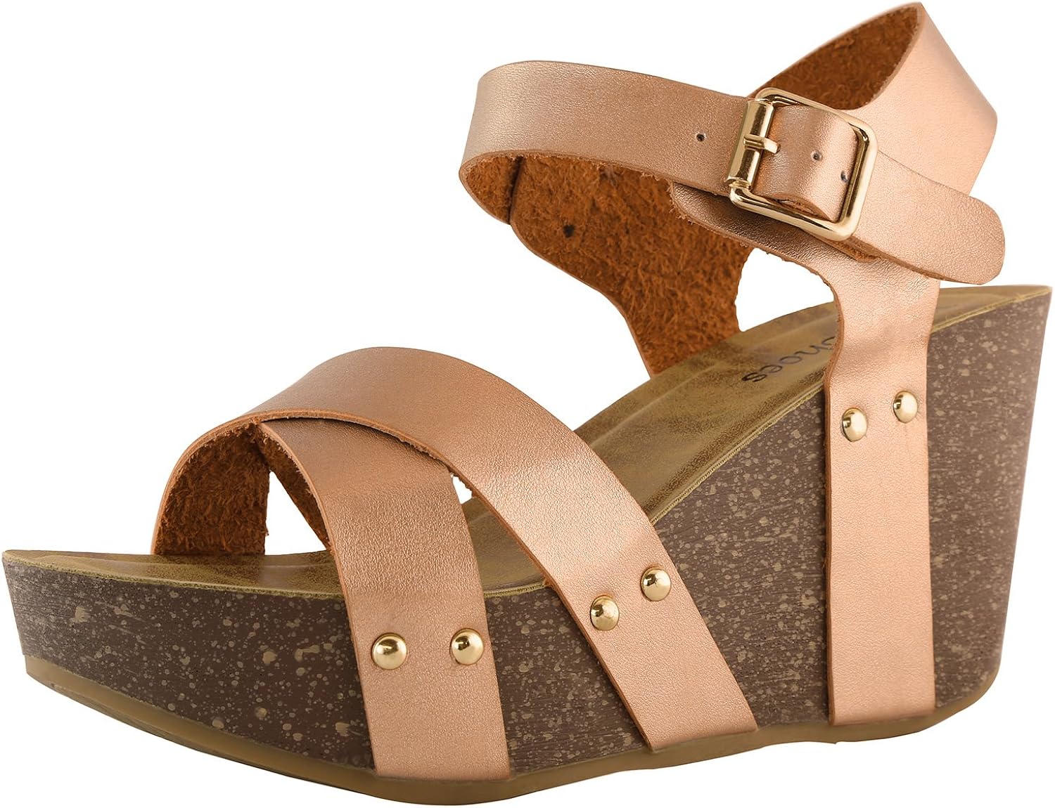 DailyShoes Chunky Slide On Wedge Heels High Wedges Sandal Ankle Strap Open  Toe Platform Sandals Comfort Thick Cork Buckle Summer Shoes | WaooMart