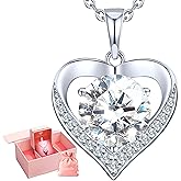 Heart Pendant Necklace Gifts for Wife, Engraved 'I LOVE YOU' Gift for Girlfriend, 1-3 Carat Moissanite Necklace, Anniversary Eternity Jewelry Present for Wife, Birthday Gifts for Women, Christmas Gifts for Women