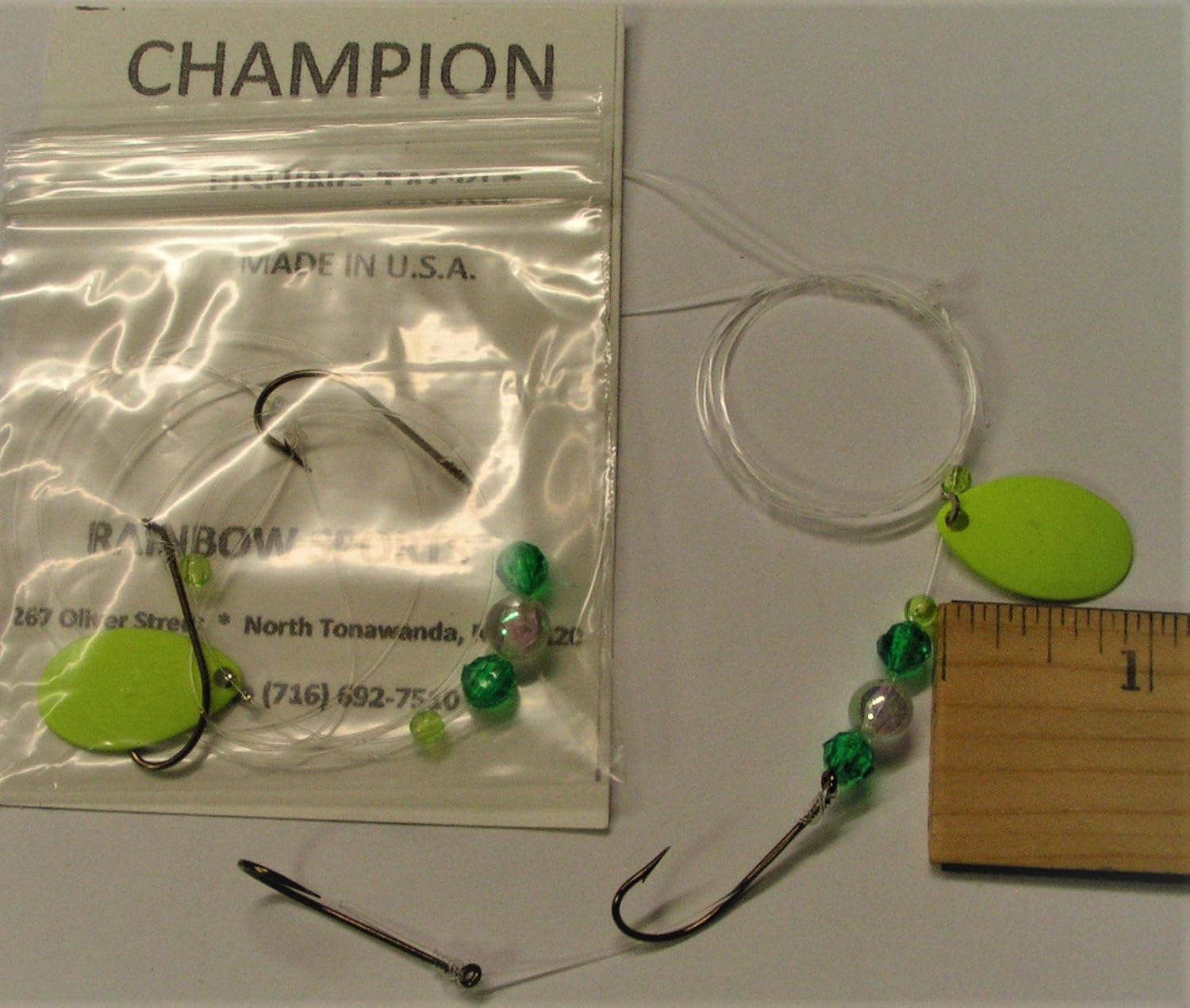 CHARTREUSE 3 Indiana single blade worm harness rig, Fishing Amazon