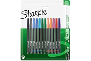 Sharpie Felt Tip Pens, Fine Point Pens (0.4mm), Felt Tip Markers, Assorted Colors, 12 Count - Journaling, Art, Drawing, Marke
