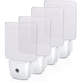 DEWENWILS Night Lights Plug into Wall, LED Night Lights Light Sensor 4 Pack | Dusk to Dawn, 3000K Warm White, Frosted Acrylic Shade, for Bathroom, Kids Room, Nursery Room, Hallway, Kitchen