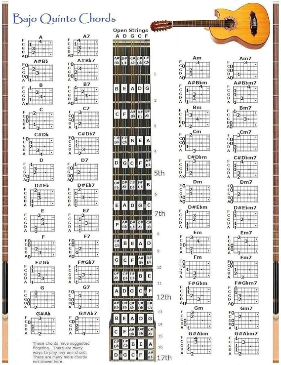 Bajo quinto Acordes Gráfico & Note Localizador