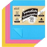 HOMEXCEL 10PK Swedish Dishcloths for Kitchen, Absorbent Dish Cloths, 7x6in | Cellulose Sponge Cloth, Reusable Cleaning Rag for Counters &amp; Washing Dishes, Multicolor
