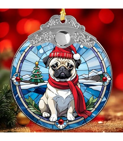 Danbury Mint Pugs And Kisses Christmas Ornaments - Holiday Classics Set