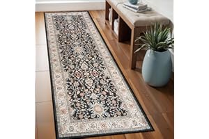 TOPRUUG Washable Runner Rug 2x6 - Hallway Runner Rug Non-Slip Kitchen Rugs Non Skid Stain Resistant Waterproof Carpet Low Pile Durable Soft Mat for Living Room Bedroom Bathroom (Black, 2X6)