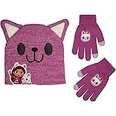 3D Beanie & Glove Set for Kids, Jacquad Knit with Embroidered Appliques
