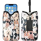 Tainada Men Women Neoprene Shockproof Cell Phone Sleeve Pouch Carrying Case w/Neck Lanyard, Belt Loop Holster for iPhone 17/16 Pro Max, Air, 16/15 Plus ; Samsung S25, S24+, A56 (Doodle Dogs Pattern)