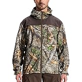 LOOGU Mens Camo Jacket Hunting Hooded Softshell Fleece Lined Outdoor Hiking Coat