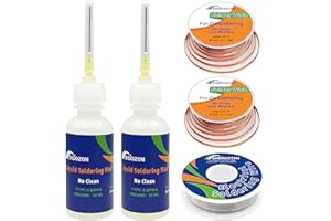DIDOZON No Clean Liquid Soldering Flux for Electronics Soldering (50MLx2) & Desoldering Wick