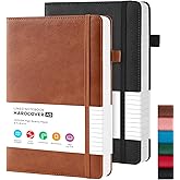 2 Pack Journal Notebook, Hardcover A5 Diary Journal for Women/Men Work, Leather Notebooks for School Supplies, 100GSM Lined P