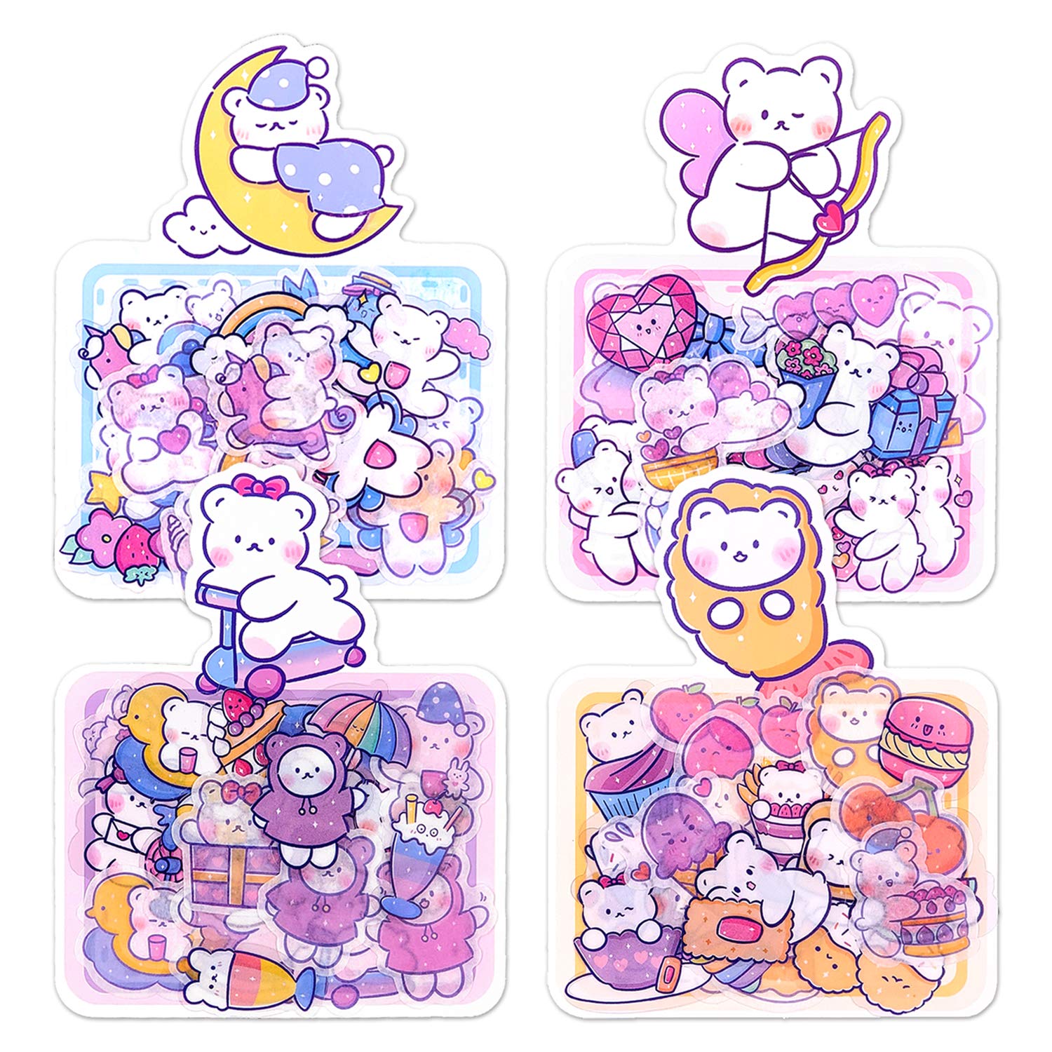 jorkmack 160 pcs plastic and washi sticker pack cute bear stickers girl stickers masking sticker diy decor art craft multi use stickers water bottle luggage bike laptop 0791571515672 amazon com office products