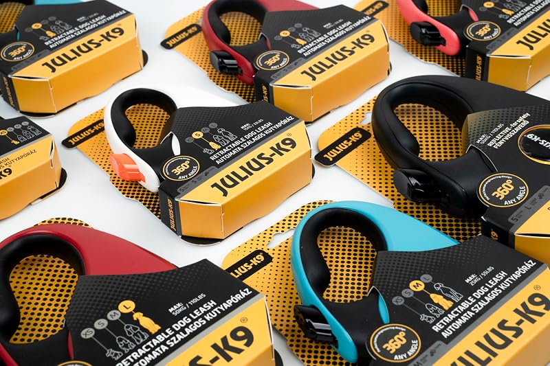 Trela retrátil para cães, fita S - 5 m, Preto/Laranja – Pega antiderrapante, trela de fita, extensível, travão com uma mão, pausa, fechadura, fita refletora, livre de emaranhados, serviço pesado