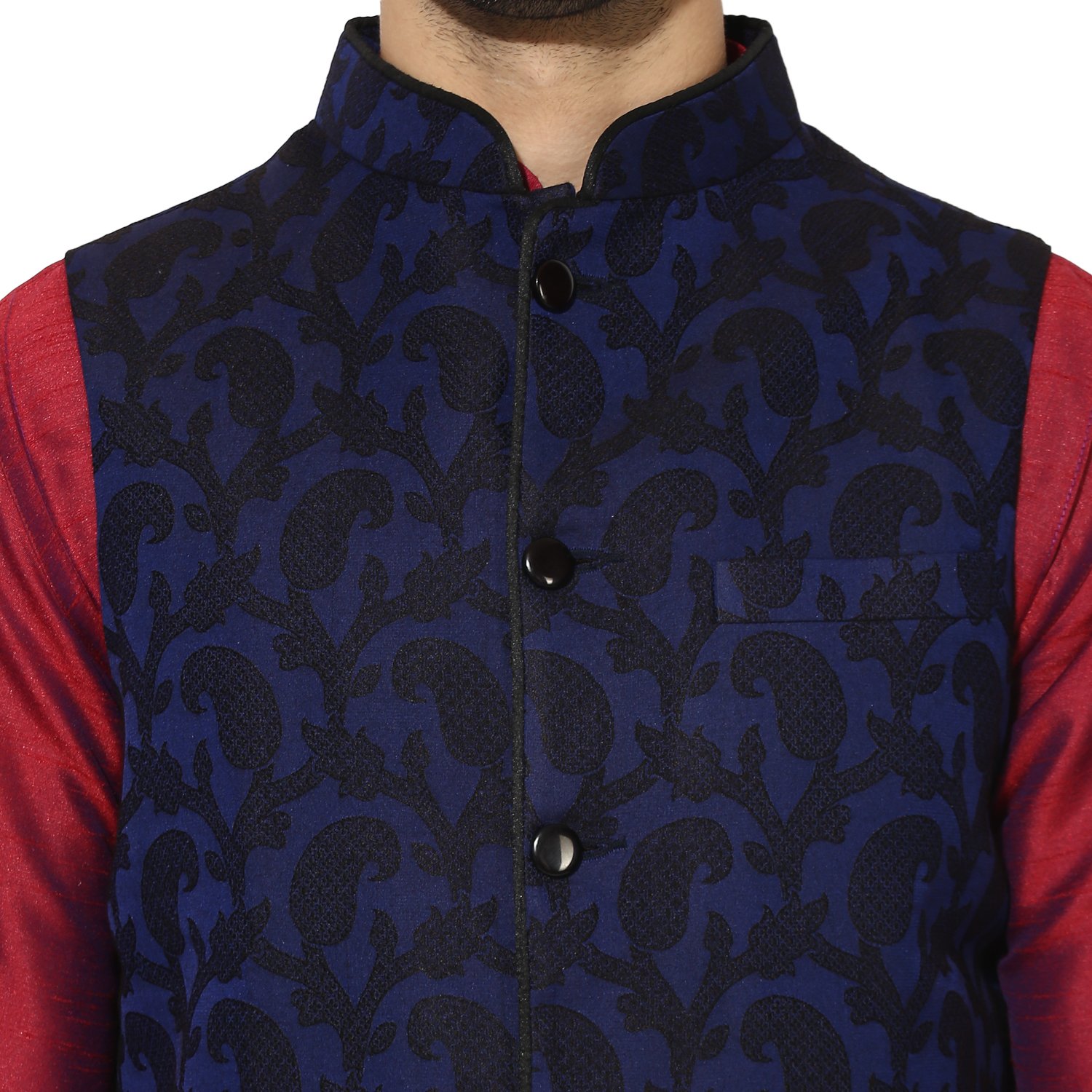 kisah benarasi jaquard cotton silkself designwaistcoat for men's