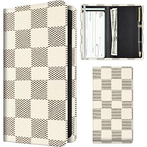 APVDSH Checkbook Cover for Personal Checkbook, Cute Pu Leather Check Book for Women & Men, Slim Checkbook Holder with Pen Hol