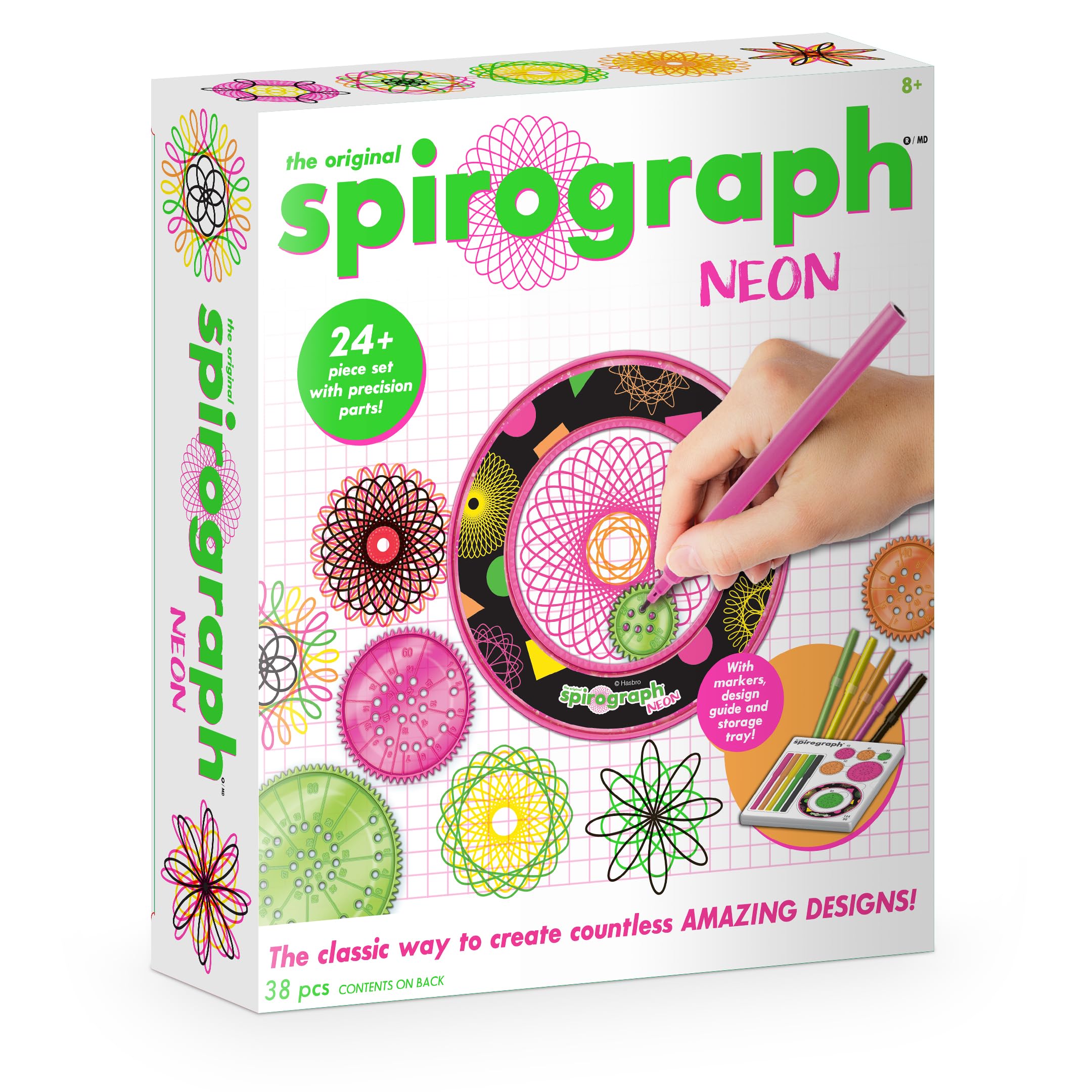 Spirograph Neon Set | Create Amazing Endless Designs in Vibrant Neon Colours | 30 Pieces Set Including Precision Parts, Pens & Spiro-Putty | Creative Arts & Crafts Activity | for Ages 8+