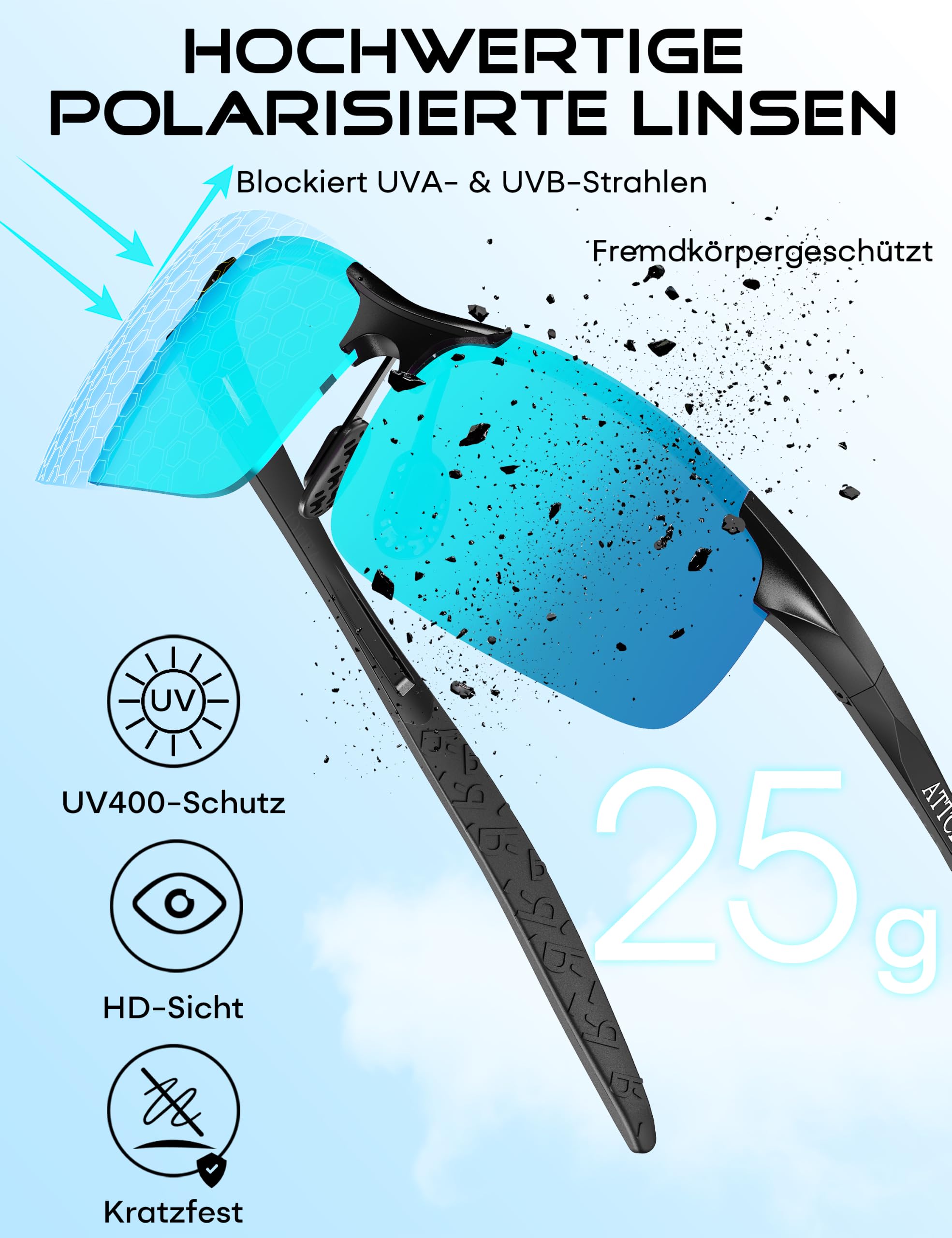 ATTCL Sonnenbrille Herren Polarisiert Sports UV400 Leicht Wrap-Around AL-MG 4