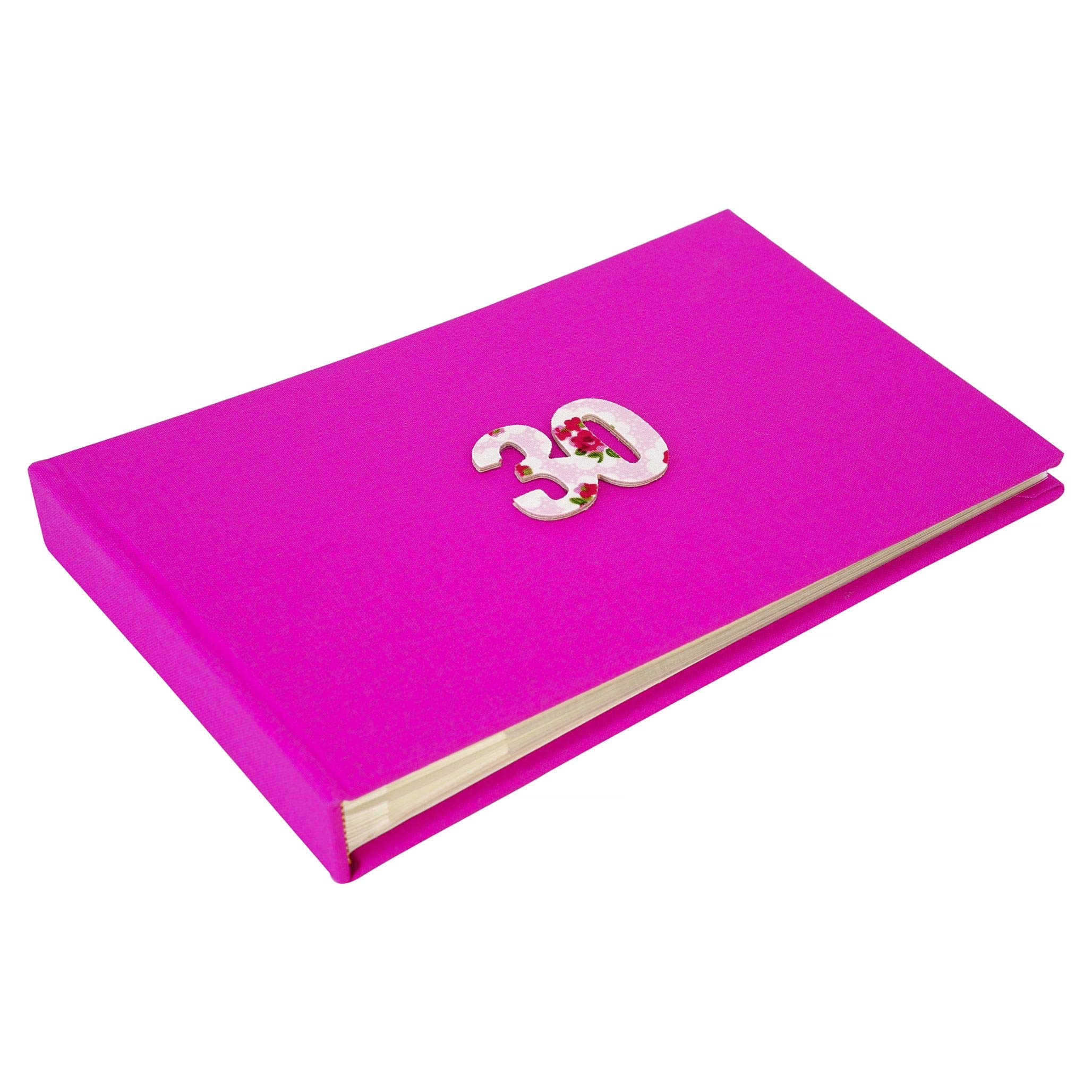 Metal Planet Ltd 30 Vintage print, cerise pink Photo Album, Gift (Holds forty 6x4 inch photos in clear sleeves)