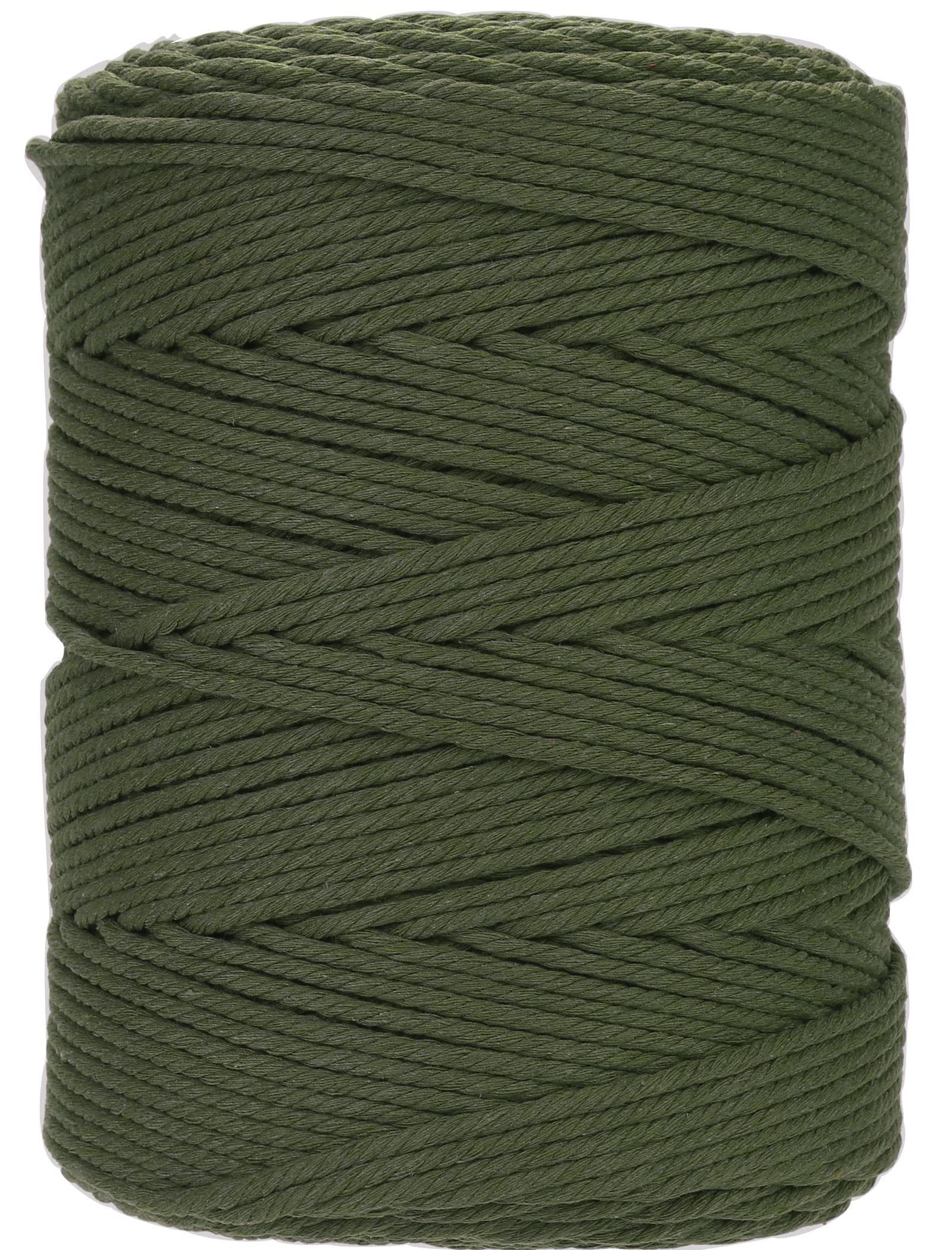 GOHOF Macrame Cord 4mm x 300m Premium Cotton Macrame Rope, 4 Strand Twisted Soft Cotton Cord, One of The Most Perfect Materials for Macrame Art, Cotton String Without Chemicals(Olive Green)