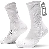 ASTTRISE Compression Running Socks, 3 Pairs, Athletic Crew Socks, Anti-Blister Moisture Wicking Cushion Sport Socks