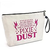 Pixie Dust Fairy Pixie Funny Cosmetic Bag, Canvas Toiletry Storage Pouch Travel Zipper Makeup Bag, Birthday Gifts for Fairy Wings Movie Fans BFF Soul Sister Daughter Friend familys Graduations Teen