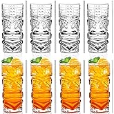INFTYLE Clear Tiki Glasses Set of 8-14 oz Modern Bar Tiki Cocktail Glasses Perfect for Exotic Cocktails,Mai Tai, Hawaiian Sty