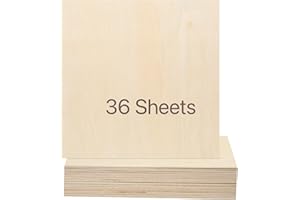 TX LITEART Baltic Birch Plywood - 1/8 Inch Thickness - 11.8" x 11.8" Square Wood Sheets for Laser Cutting, CNC Cutting and Crafts - Pack of 36