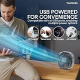 TANNESS Desk Fan USB 360° Rotation Small Quiet 3 Speed Grey view 7