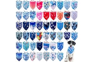 JpGdn 50PCS Big Dog Bandanas Winter Bulk 33Inch for Large XL Breed Dog Snow Forest Ice PineTree Pattern Kerchief Triangle Bibs Head Scarves for Boys and Girls Grooming Accessories Costume