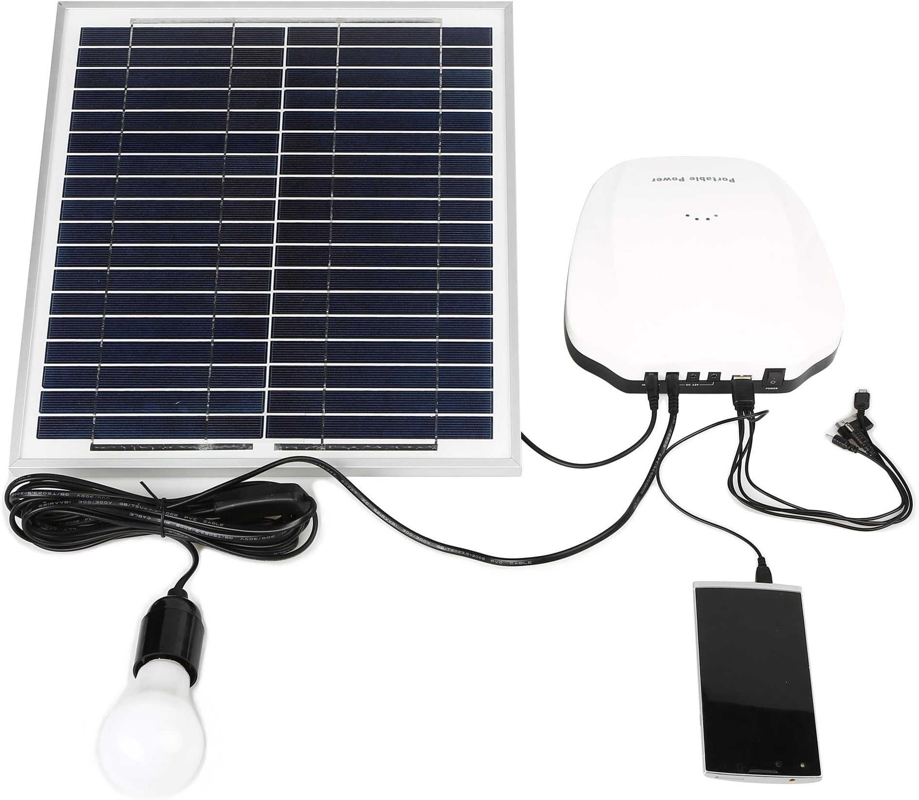TalentCell Solar Panel System and LED lights,ABS Case With In-built Li-ion Battery, 12V/5V DC Output Portable 15-Watt Small Solar Panel System With USB, Mini Solar Panel Kit For Homes,12V6AH