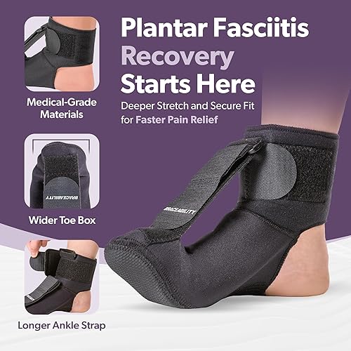 BraceAbility Plantar Fasciitis Night Splint Sock Soft Plantar Fascia Boot  for Sleeping, Achilles Tendonitis