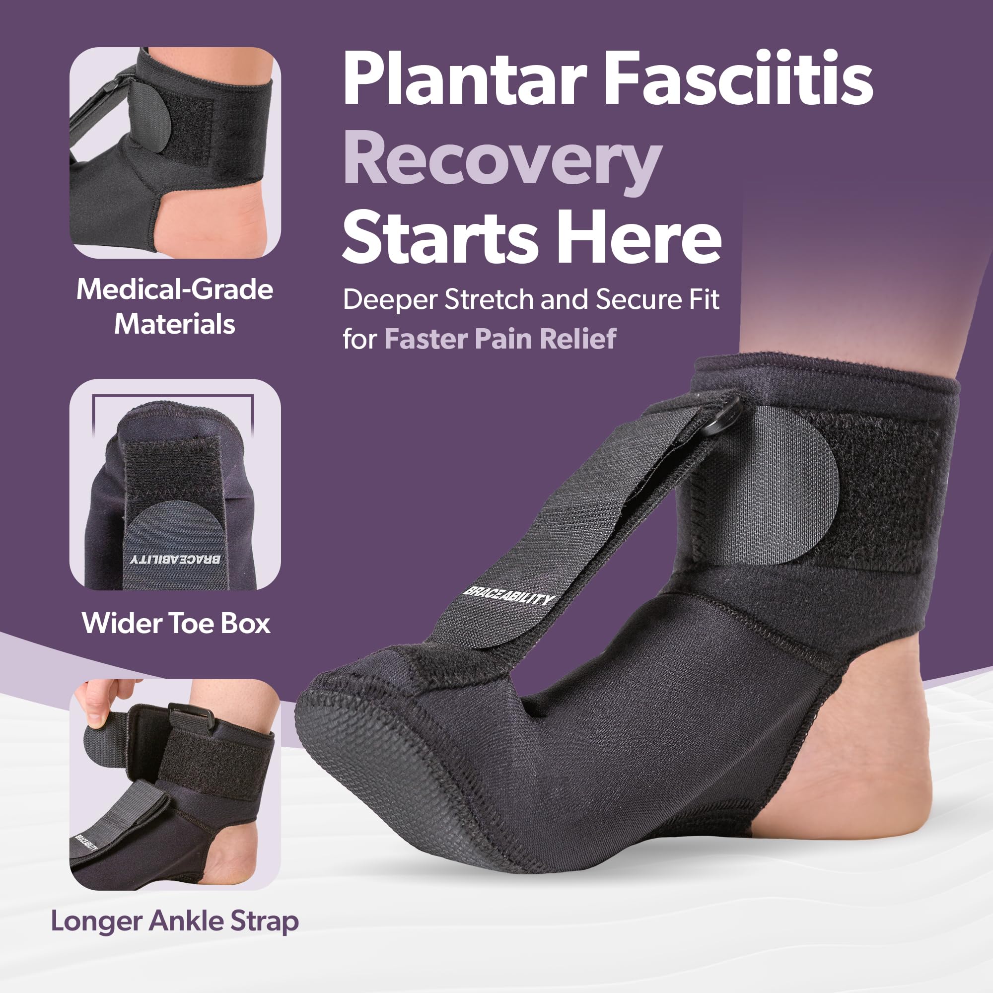 Mua BraceAbility Plantar Fasciitis Night Splint Sock - Soft Plantar ...