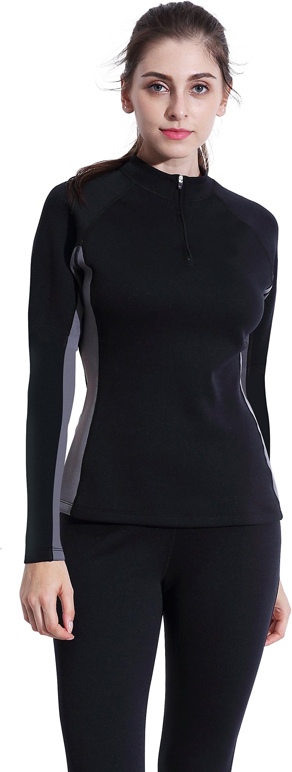 Ausom Womens Hot Thermal Sauna Slimming Long Shirt SCR Body Shapers Sweat Suit Workout Sport Slimmer Tummy Fat Burner