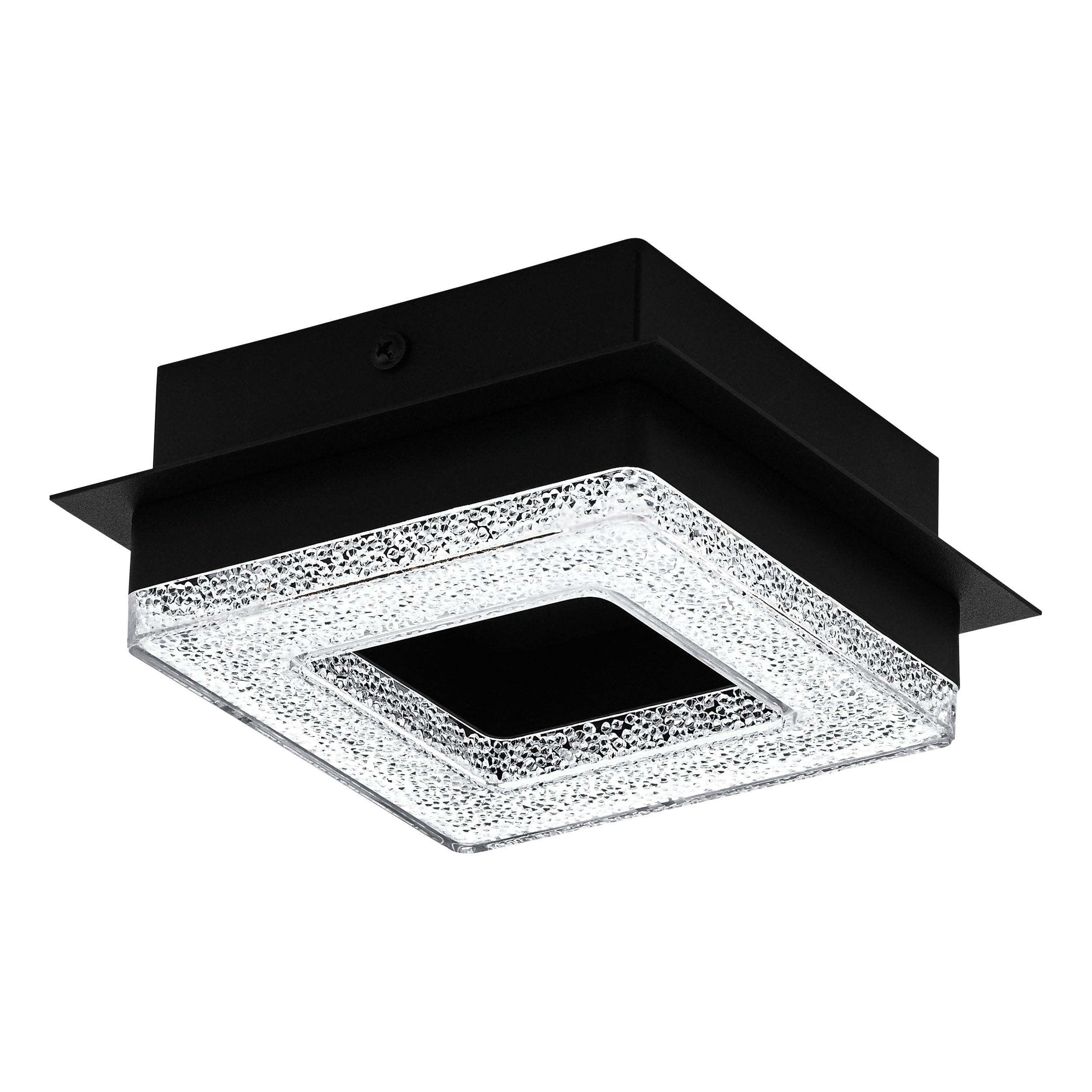 EGLO Fradelo 1 LED Ceiling Light, 1-Bulb Wall Light, Ceiling Light Made of Steel and Plastic with Crystal Effect in Black, Clear, Living Room Lamp, Warm White