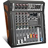 jindaaudio Audio Mixer 4 Channel, DJ Mixer with Power Amplifier, Audio Sound Card with 48V Phantom Power, Usb Audio Interface, Sounds Mixer Board with 99 DSP FX Reverb Delay Effect for Streaming